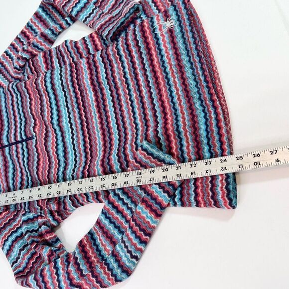 Spyder Pullover Sweater Womens 10 Blue Multi Zig Zag Stripe Quarter Zip Fleece - Picture 7 of 12